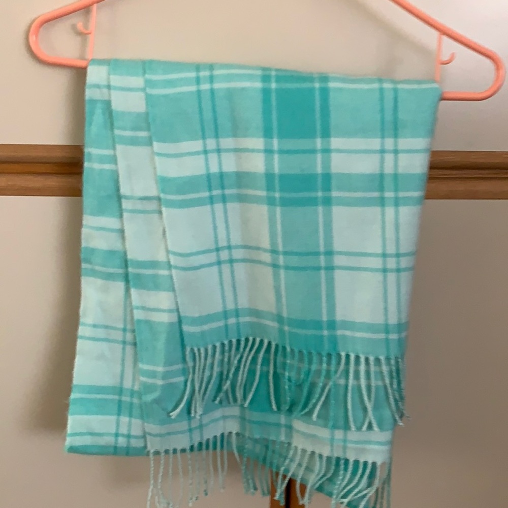 Long cozy scarf,  never used, mint green plaid